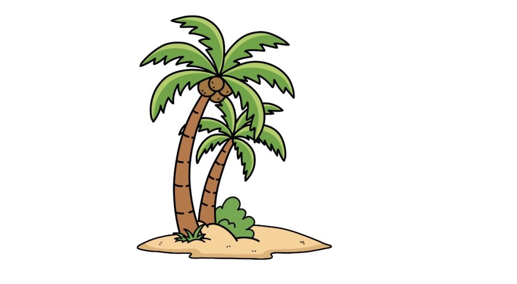 Cara menggambar pohon kelapa