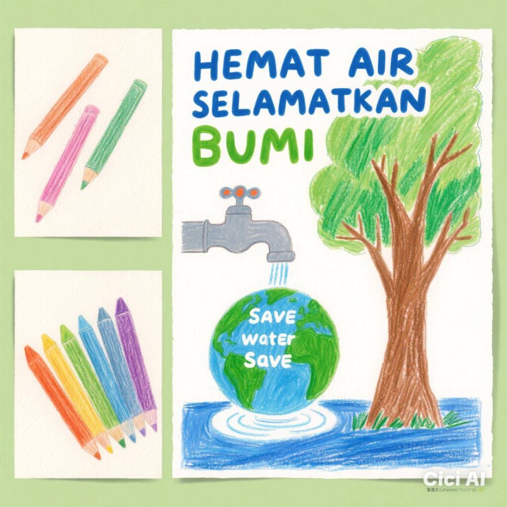 cara menggambar poster lingkungan yang mudah