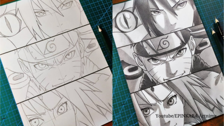 Cara menggambar sasuke dan naruto