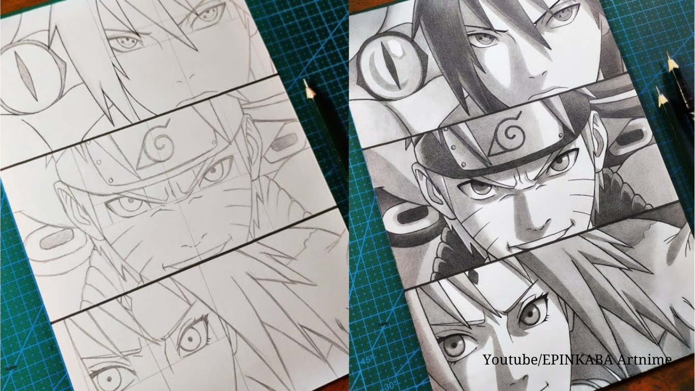 Cara menggambar sasuke dan naruto