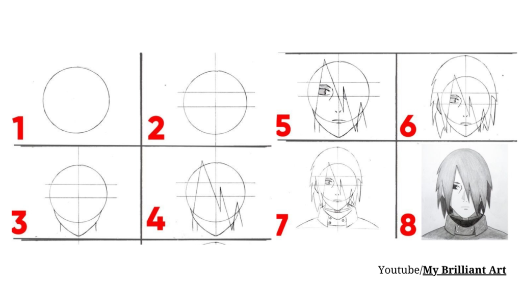 Cara Menggambar Sasuke