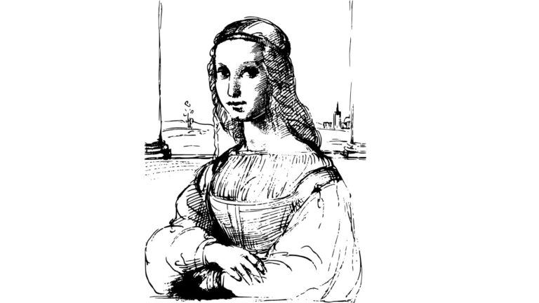 contoh gambar sketsa monalisa