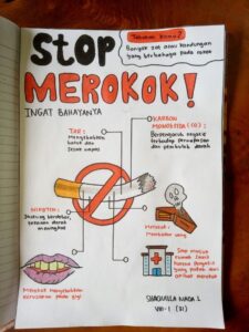 cara menggambar poster dilarang merokok