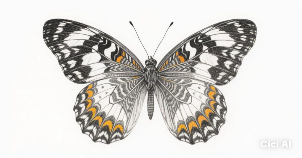 Menggambar kupu-kupu